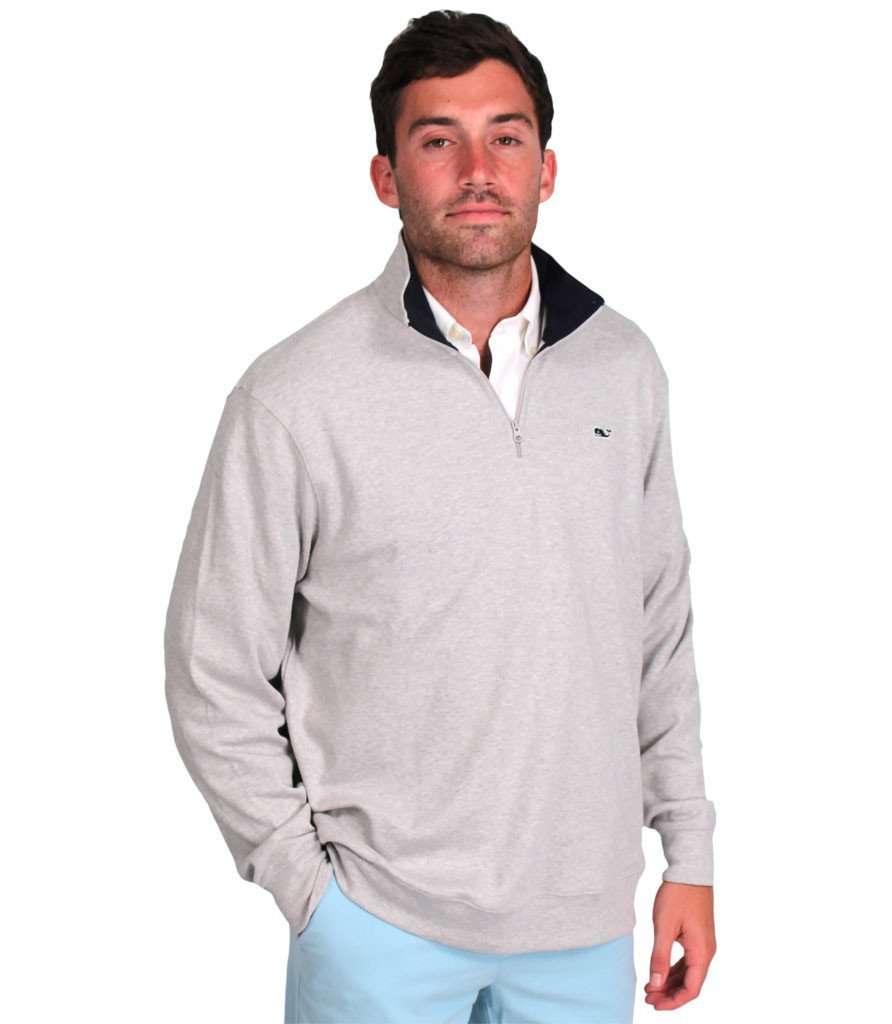 Limited Edition Jersey 1/4 Zip in Grey by Vineyard Vines - Country Club Prep