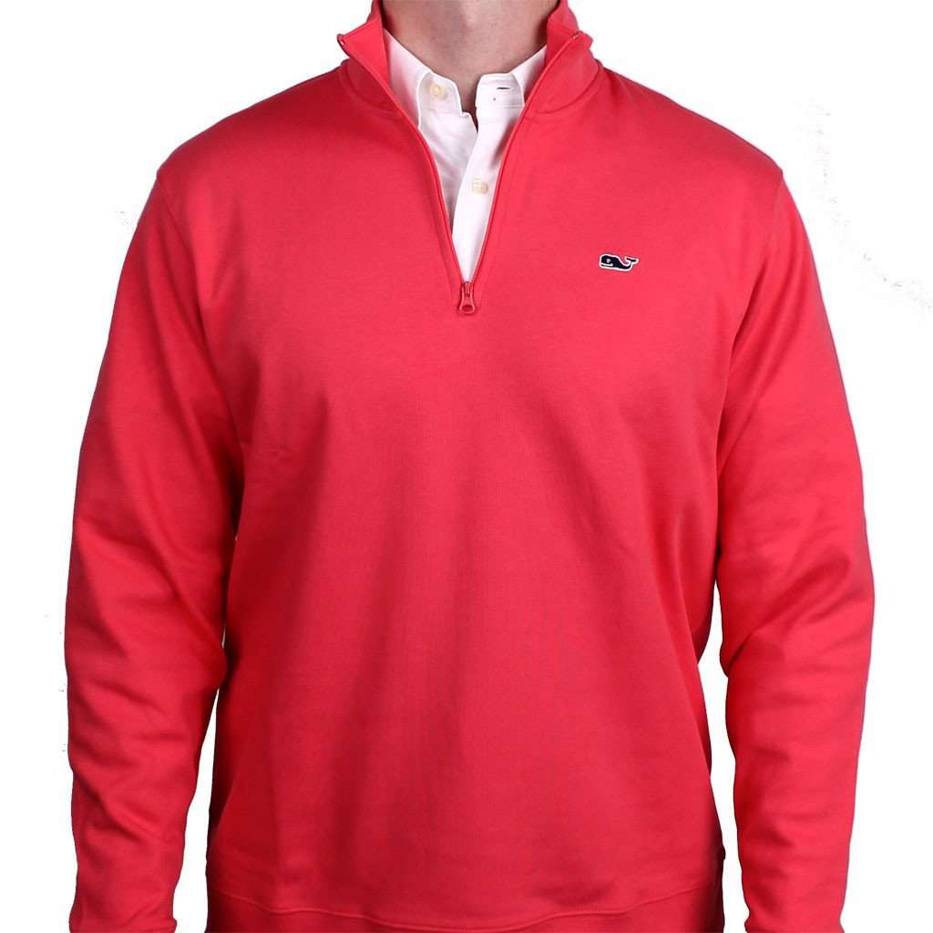Limited Edition Jersey 1/4 Zip in Sailor's Red by Vineyard Vines - Country Club Prep
