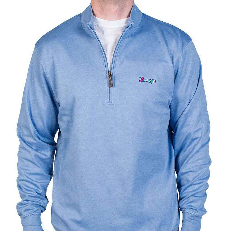 Longshanks Cotton 1/4 Zip Sweater in Silverlake Blue by Country Club Prep - Country Club Prep