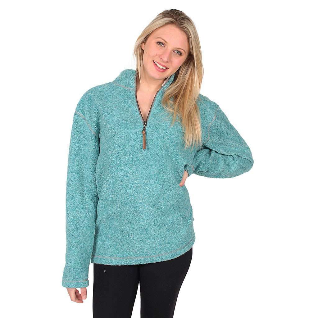 Melange Blanket Pullover in Aqua by True Grit - Country Club Prep