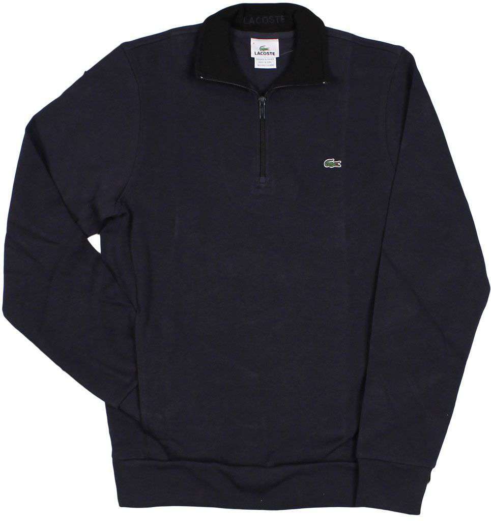 Men's 1/4 Zip Sweatshirt in Navy by Lacoste - Country Club Prep