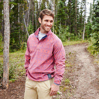 Monmouth Flurry Fleece 1/4 Zip in Red and French Blue by Southern Marsh - Country Club Prep