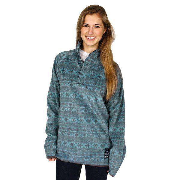 Monmouth Flurry Fleece 1/4 Zip in Teal & Midnight by Southern Marsh - Country Club Prep