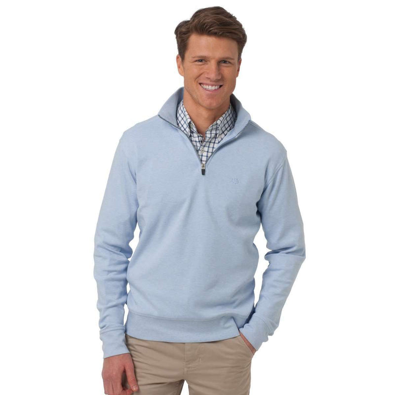 Newport Heather Lightweight 1/4 Zip Pullover in Ice Blue by Southern Tide - Country Club Prep