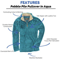 Pebble Pile Pullover 1/2 Zip in Aqua by True Grit - Country Club Prep