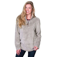 Pebble Pile Pullover 1/2 Zip in Faded Heather by True Grit - Country Club Prep