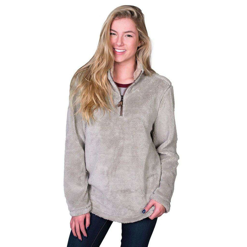 Pebble Pile Pullover 1/2 Zip in Faded Heather by True Grit - Country Club Prep