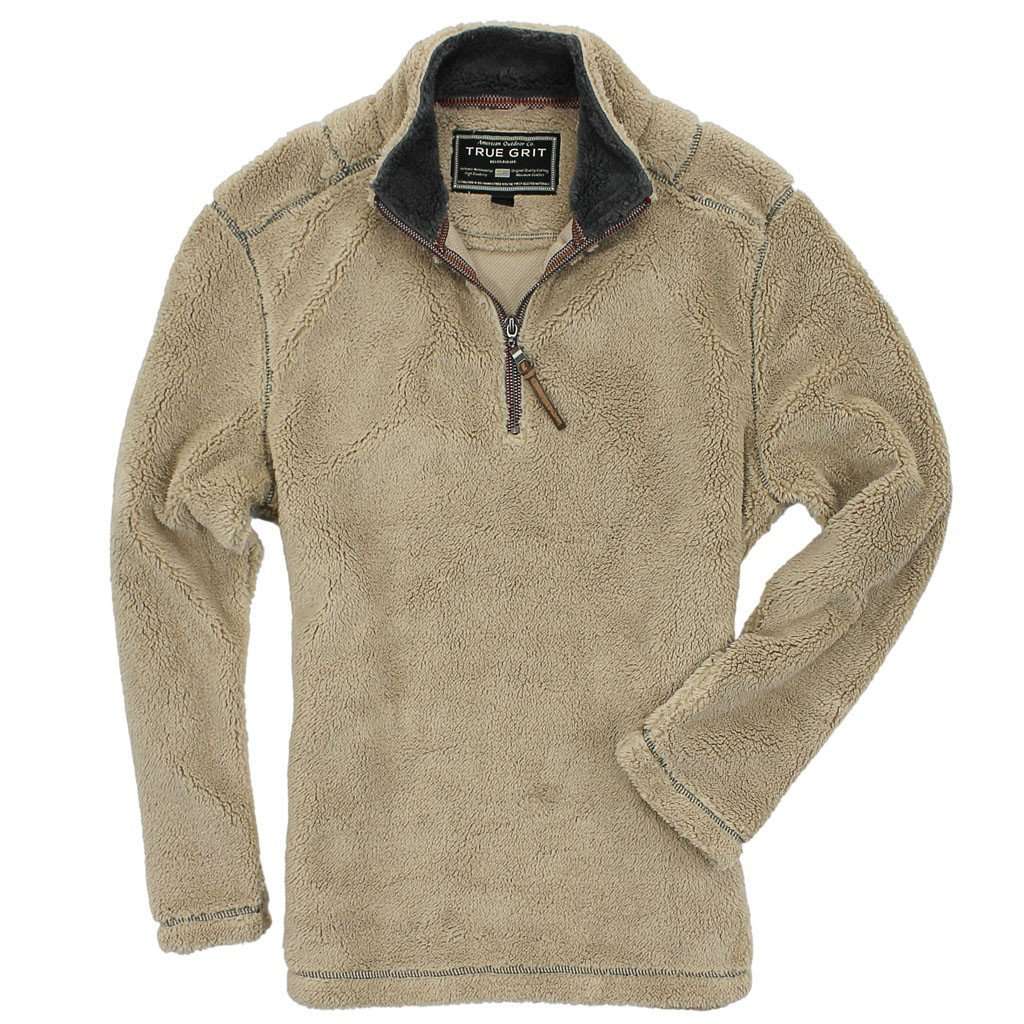 Pebble Pile Pullover 1/2 Zip in Sandstone by True Grit - Country Club Prep