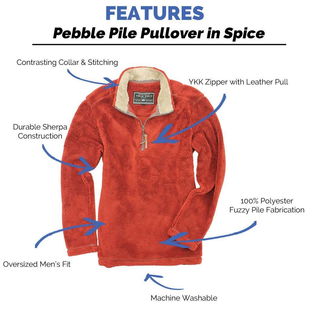 Pebble Pile Pullover 1/2 Zip in Spice by True Grit - Country Club Prep