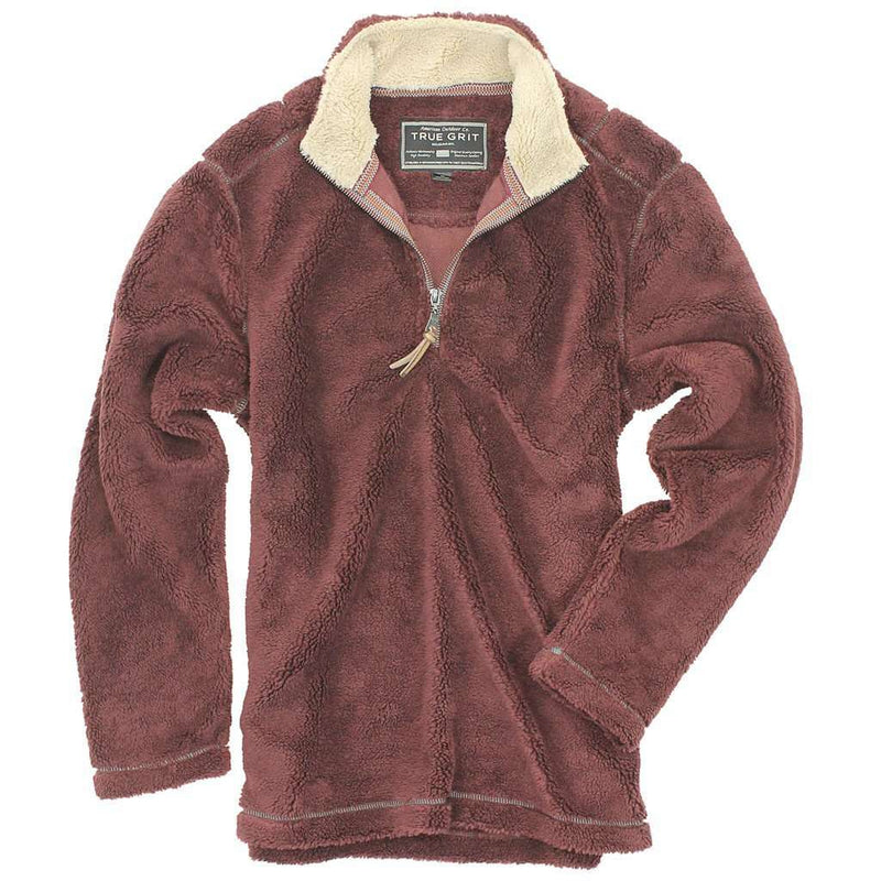 Pebble Pile Pullover 1/2 Zip in Vintage Wine by True Grit - Country Club Prep