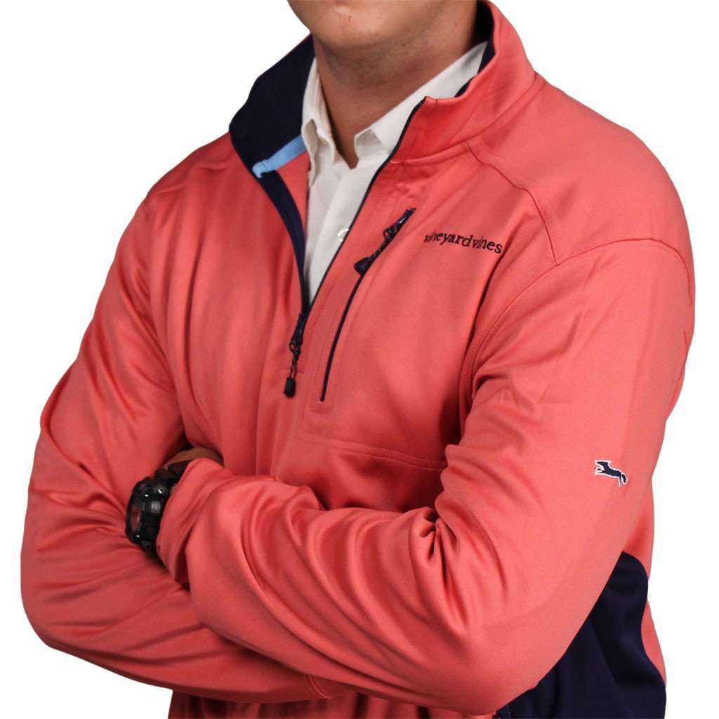 Performance Jersey 1/4 Zip in Jetty Red by Vineyard Vines - Country Club Prep