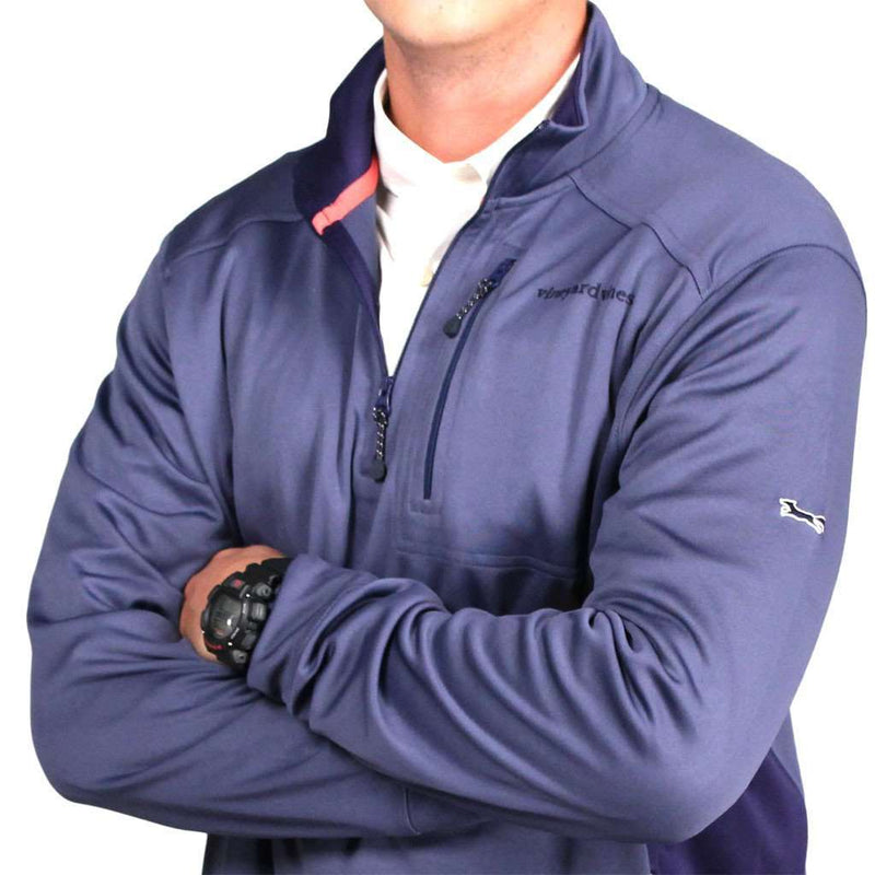 Performance Jersey 1/4 Zip in Ocean Splash Blue by Vineyard Vines - Country Club Prep