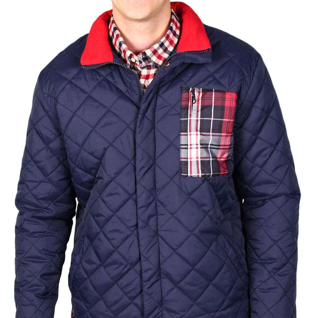 Quilted Full Zip Jacket in Navy by Southern Proper - Country Club Prep