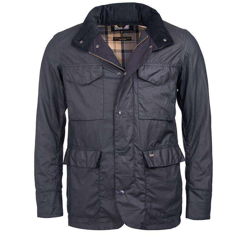 Barbour Sapper Tailored Wax Jacket in Navy – Country Club Prep