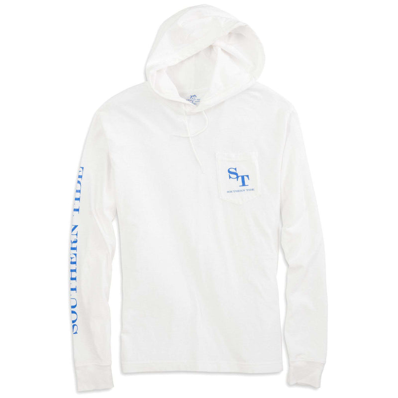 Skipjack Long Sleeve Hoodie Tee Shirt in Classic White by Southern Tide - Country Club Prep