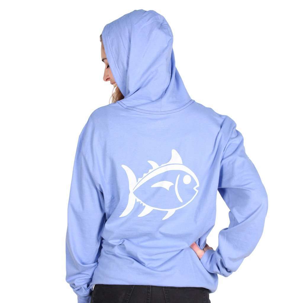 Skipjack Long Sleeve Hoodie Tee Shirt in Sail Blue by Southern Tide - Country Club Prep