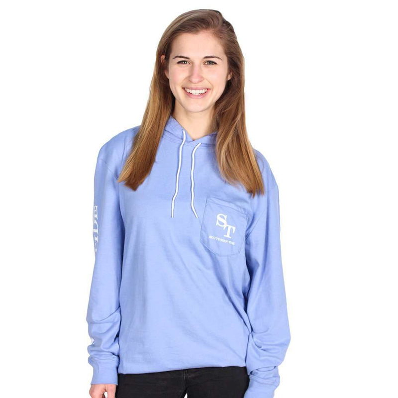 Skipjack Long Sleeve Hoodie Tee Shirt in Sail Blue by Southern Tide - Country Club Prep