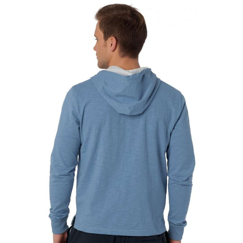 Slub Knit Pullover Hoodie in Ocean Channel by Southern Tide - Country Club Prep