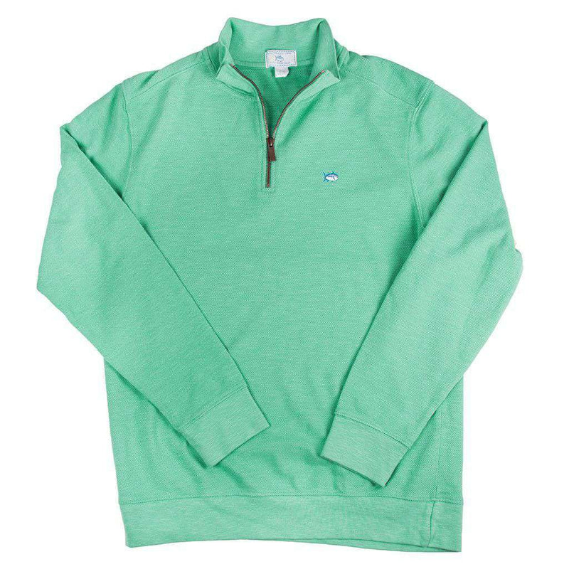 Solid Ribbed 1/4 Zip Pullover in Haint Blue by Southern Tide - Country Club Prep