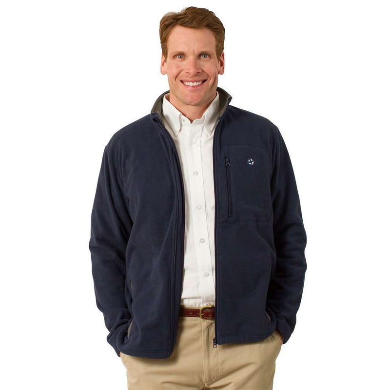 Tidal Fleece Jacket in Navy by Castaway Clothing - Country Club Prep