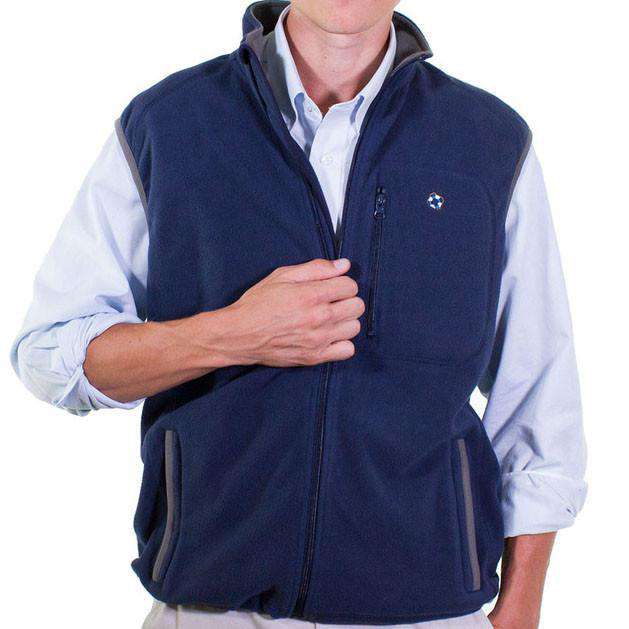 Tidal Fleece Vest in Nantucket Navy by Castaway Clothing - Country Club Prep