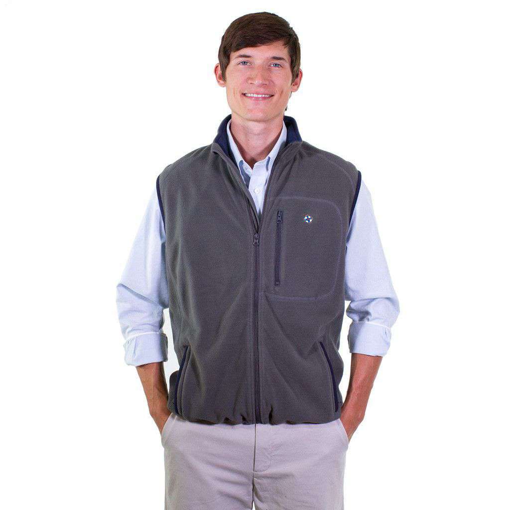 Tidal Fleece Vest in Smoke by Castaway Clothing - Country Club Prep