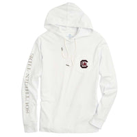 University of South Carolina Long Sleeve Gameday Hoodie Tee in White by Southern Tide - Country Club Prep