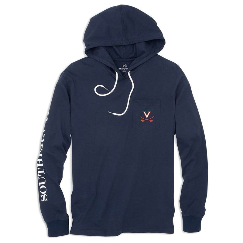 University of Virginia Long Sleeve Gameday Hoodie Tee in Navy by Southern Tide - Country Club Prep