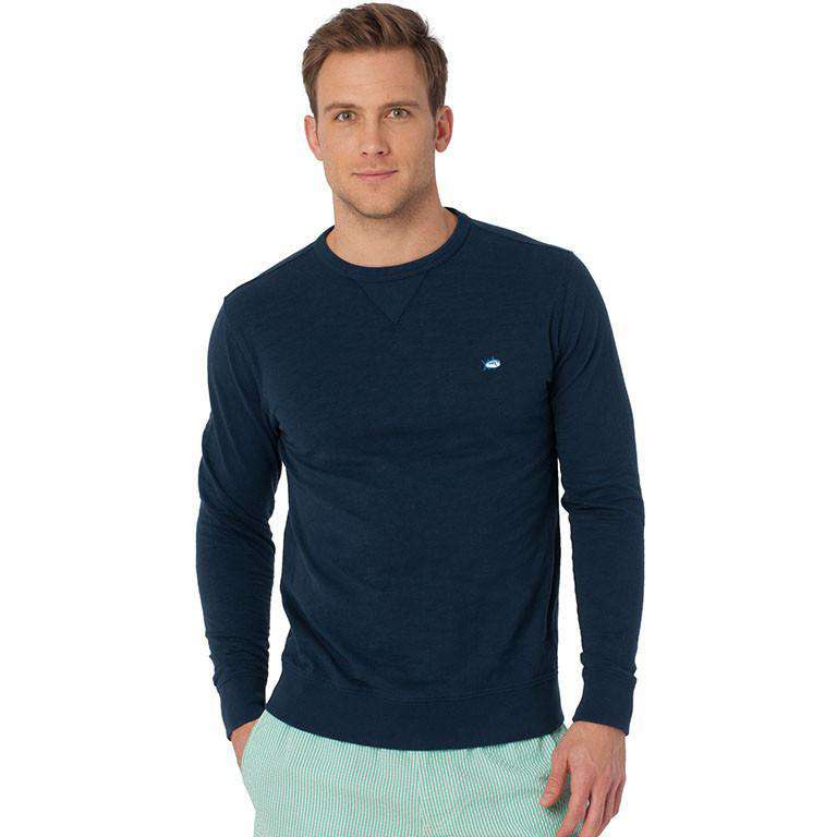 Upper Deck Slub Knit Pullover in Dark & Stormy Navy by Southern Tide - Country Club Prep