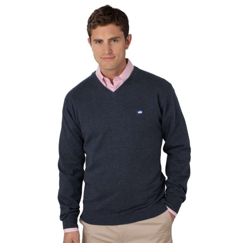 V-Neck Merino Sweater in Charcoal by Southern Tide - Country Club Prep