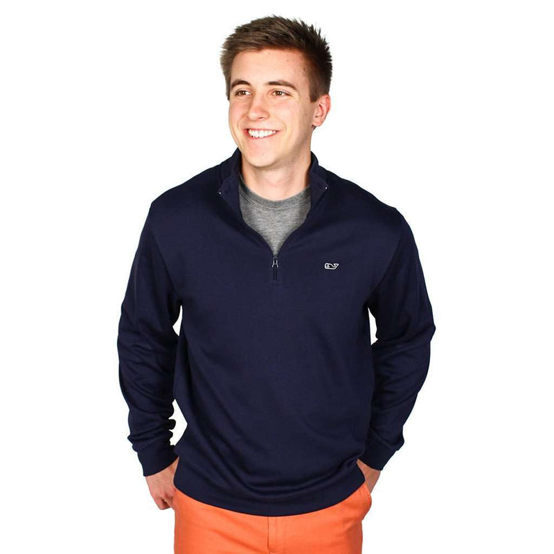 Whale and Longshanks Jersey 1/4 Zip in Blue Blazer (Navy) by Vineyard Vines - Country Club Prep