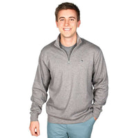 Whale and Longshanks Jersey 1/4 Zip in Heather Grey by Vineyard Vines - Country Club Prep