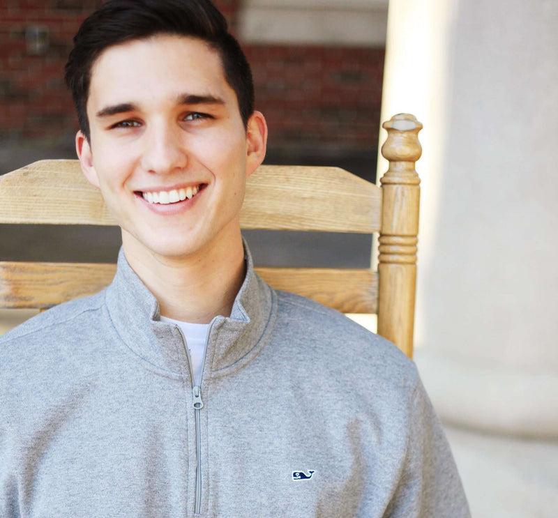 Whale and Longshanks Jersey 1/4 Zip in Heather Grey by Vineyard Vines - Country Club Prep