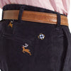 Beachcomber Corduroy Pants in Nantucket Navy with Embroidered Reindeer by Castaway Clothing - Country Club Prep