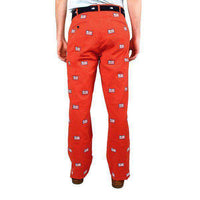 Embroidered Harbor Pants in Island Red with American Flag by Castaway Clothing - Country Club Prep