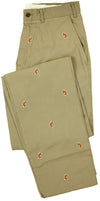 Embroidered Harbor Pants in Khaki with Footballs by Castaway Clothing - Country Club Prep