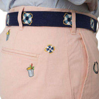 Embroidered Harbor Pants in Melon Orange with Lucky Mint Julep by Castaway Clothing - Country Club Prep