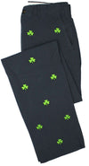 Embroidered Harbor Pants in Nantucket Navy with Shamrocks by Castaway Clothing - Country Club Prep