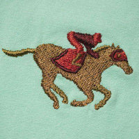 Embroidered Harbor Pants in Palm Green with Racing Horse by Castaway Clothing - Country Club Prep