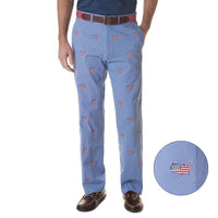 Harbor Pant in Storm with Embroidered America by Castaway Clothing - Country Club Prep