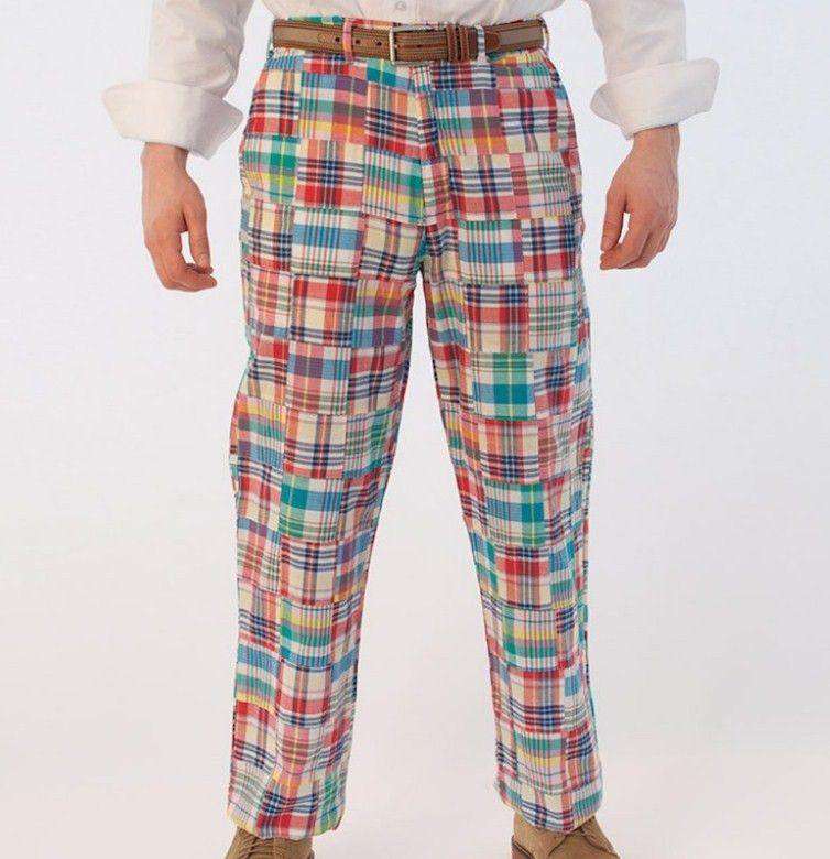 Harbor Pants in Columbus Patch Madras by Castaway Clothing - Country Club Prep