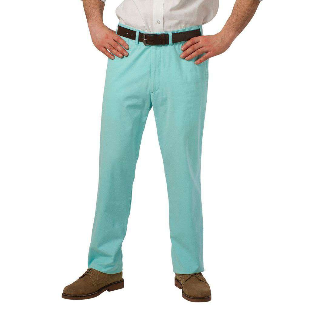 Harbor Pants Plain Aqua Blue (30" inseam) by Castaway Clothing - Country Club Prep