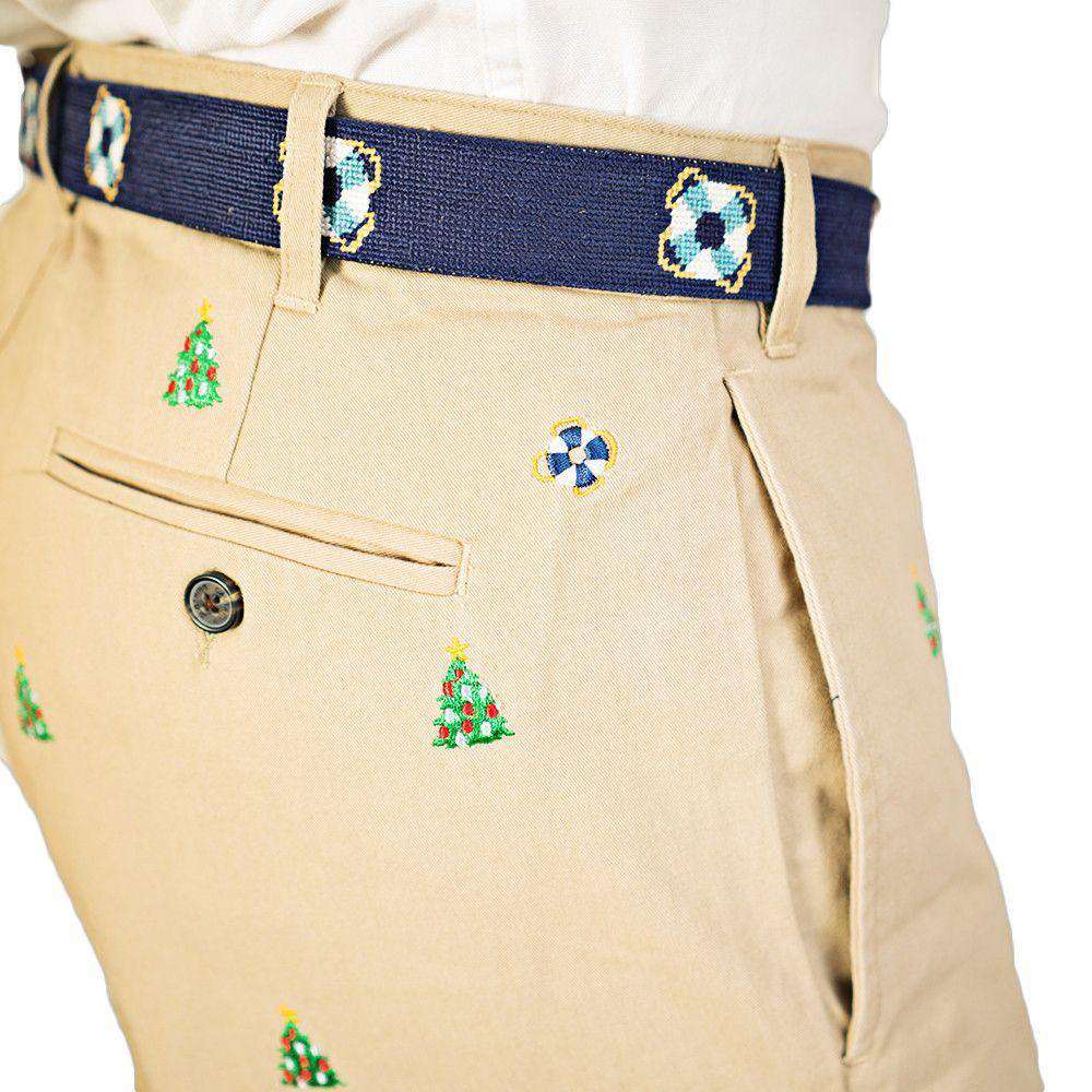 Mariner Pants in British Khaki with Christmas Tree by Castaway Clothing - Country Club Prep