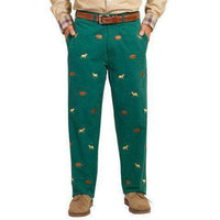 Mariner Pants in Hunter Green with Bull and Bear by Castaway Clothing - Country Club Prep