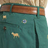 Mariner Pants in Hunter Green with Bull and Bear by Castaway Clothing - Country Club Prep