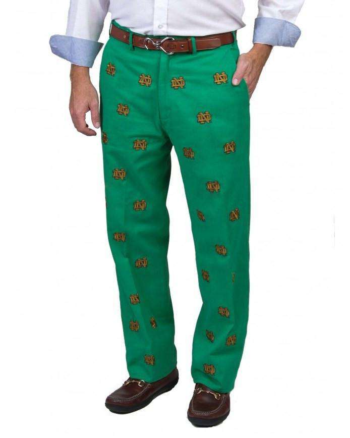 Notre Dame Stadium Pant in Green by Pennington & Bailes - Country Club Prep
