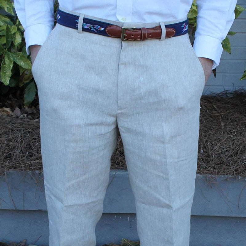 Rugby Plain-front Pant in Natural Tan Linen by Country Club Prep - Country Club Prep