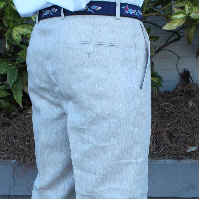 Rugby Plain-front Pant in Natural Tan Linen by Country Club Prep - Country Club Prep