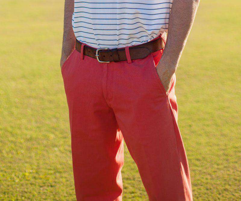 The Wharf Pant in Vintage Red by Southern Marsh - Country Club Prep