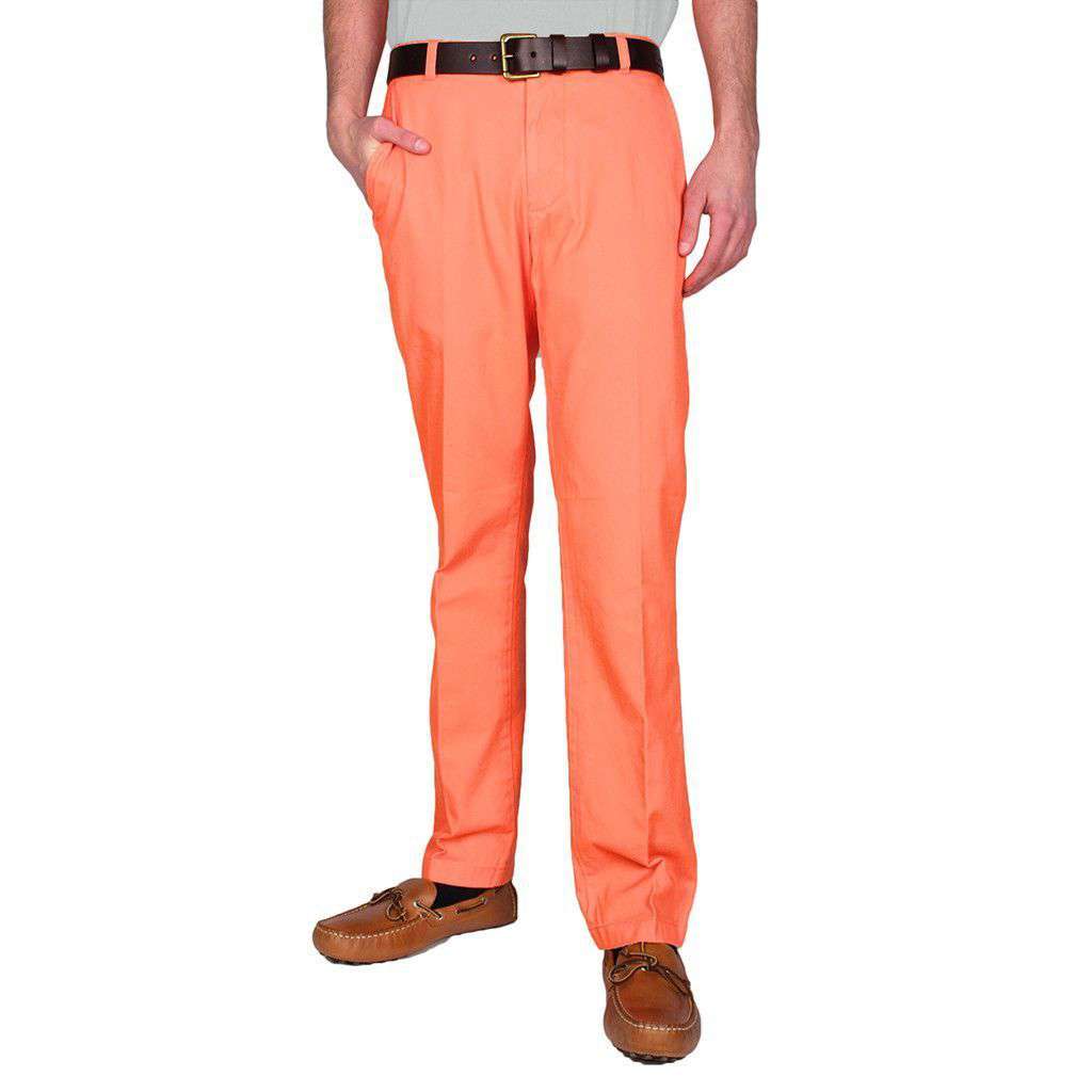 Trim Fit Skipjack Pants in Fusion Coral by Southern Tide - Country Club Prep